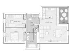 SENAA, Interiér bytu v Brně, půdorys – foto