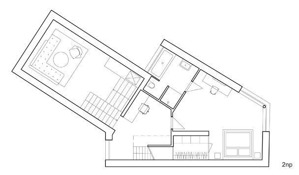 Dům pro bráchu, půdorys 2NP, Ateliér 111 architekti