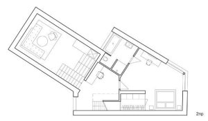 Dům pro bráchu, půdorys 2NP, Ateliér 111 architekti