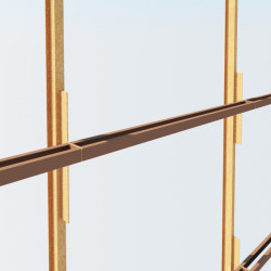 Vizualizace - konstrukční řešení fasády - pohled z vnitřní strany: montáž ztužujících ocelových profilů UPE 120 opatřených antikorozním nátěrem