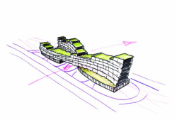 Bytový dům Nová Invalidovna, skica, QARTA architektura, David Černý