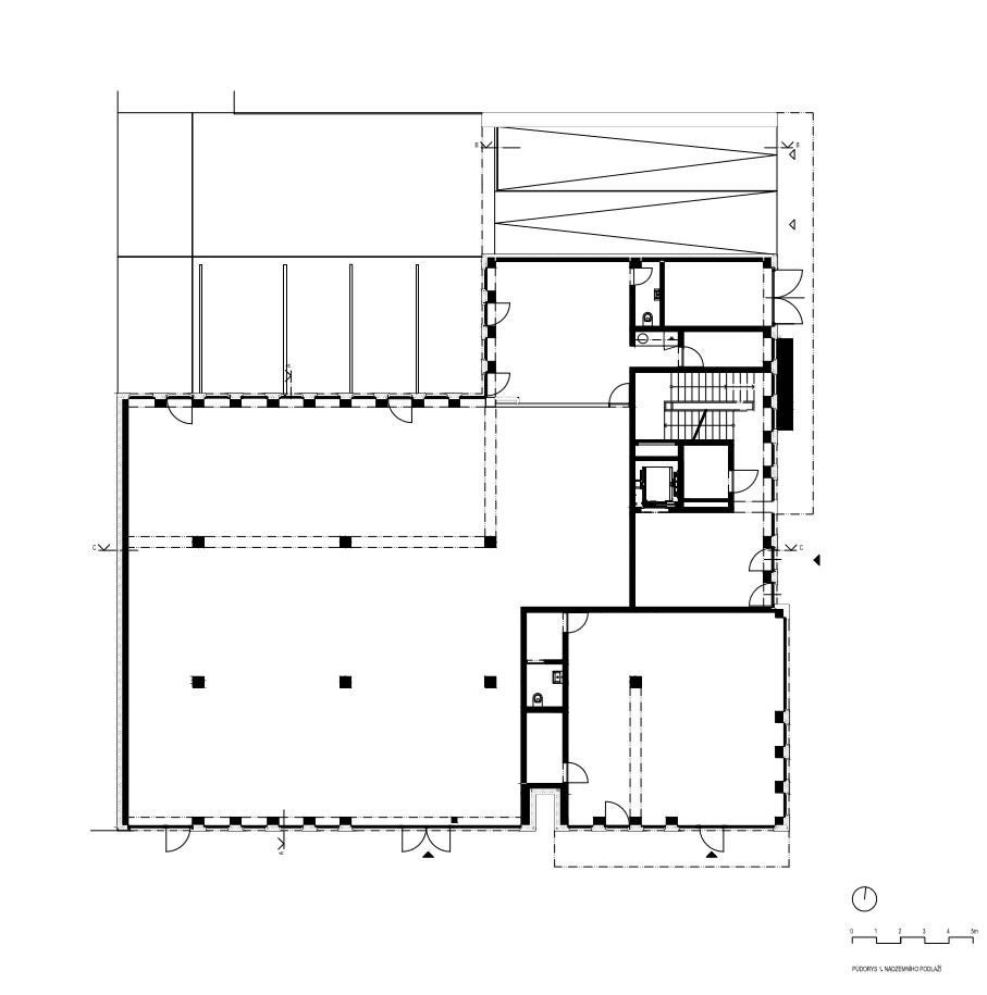 Polyfunkční dům Kvítková, půdorys 1NP, Chládek architekti