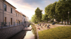 Stuio A8000 vypracovalo pro České Budějovice studii Město a voda 2020, vize proměny břehů kanálu Mlýnská stoka.