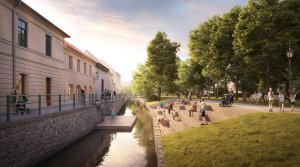 Stuio A8000 vypracovalo pro České Budějovice studii Město a voda 2020, vize proměny břehů kanálu Mlýnská stoka.