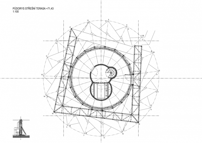 AP ATELIER, Bolt Tower, půdorys střešní terasy – foto