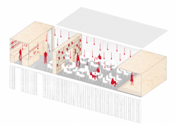 VIOLA centrum pro umenie, axonometrie, zerozero