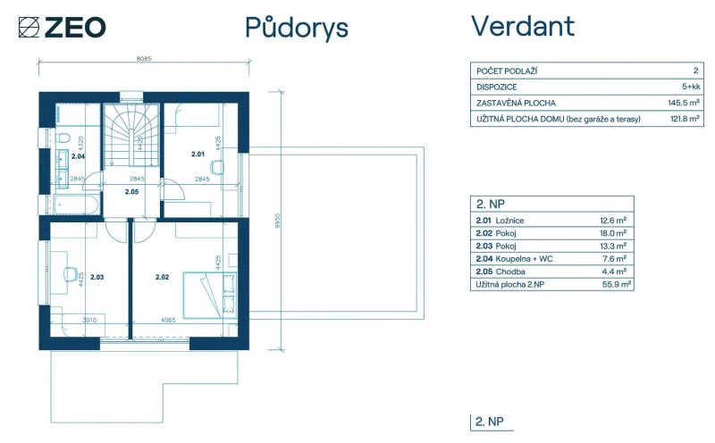 Půdorys 2. NP
