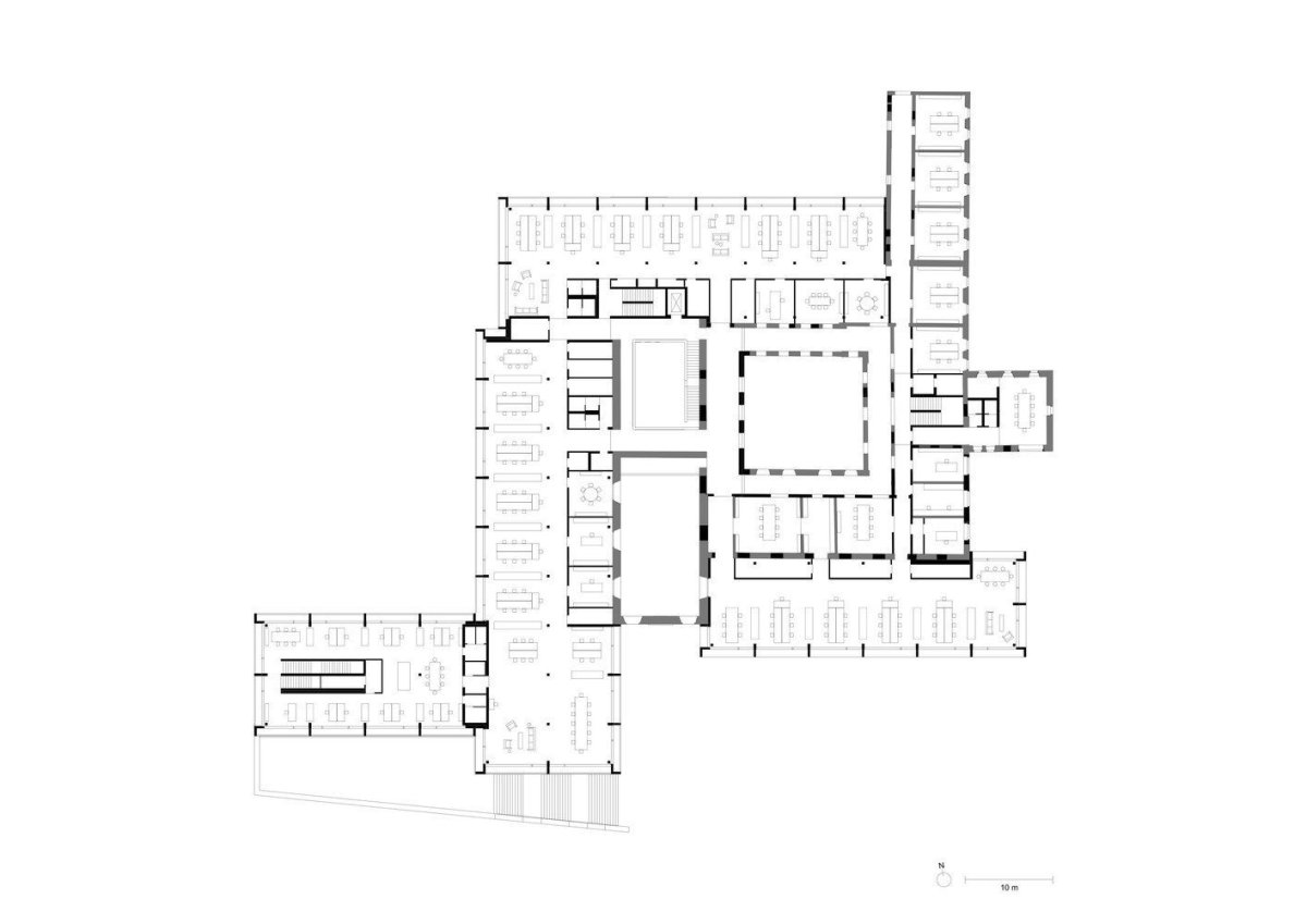 Jacoby Studios Headquarters, půdorys 1NP, David Chipperfield Architects