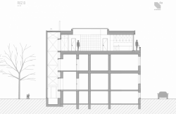 4a architekti, Vila Engel, podélný řez – foto