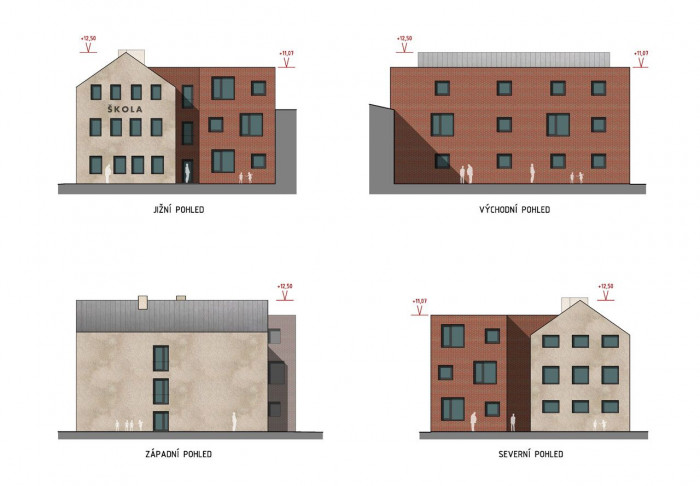 Architekt Ondřej Tuček, Přístavba a rekonstrukce obecní školy Hovorčovice, pohledy – foto