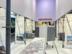 Opakované využití stánku na stavebním veletrhu Futurebuild Belgium 2025.