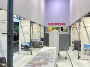 Opakované využití stánku na stavebním veletrhu Futurebuild Belgium 2025.
