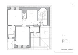 System Recovery Architects, Půdní byt v kolonii Svoboda - Půdorys vstupní úroveň, původní stav