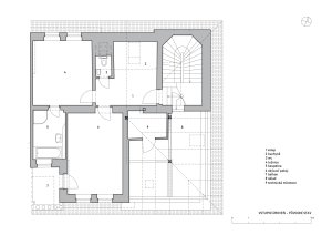 System Recovery Architects, Půdní byt v kolonii Svoboda - Půdorys vstupní úroveň, původní stav
