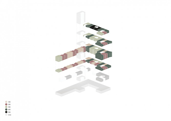 Bytový dům v Karlíně, schéma, Barbora Červeňová