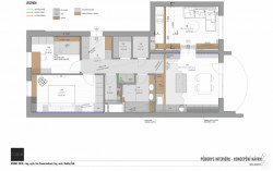 Byt s hexagonální dlažbou, FOREVA architects - půdorys