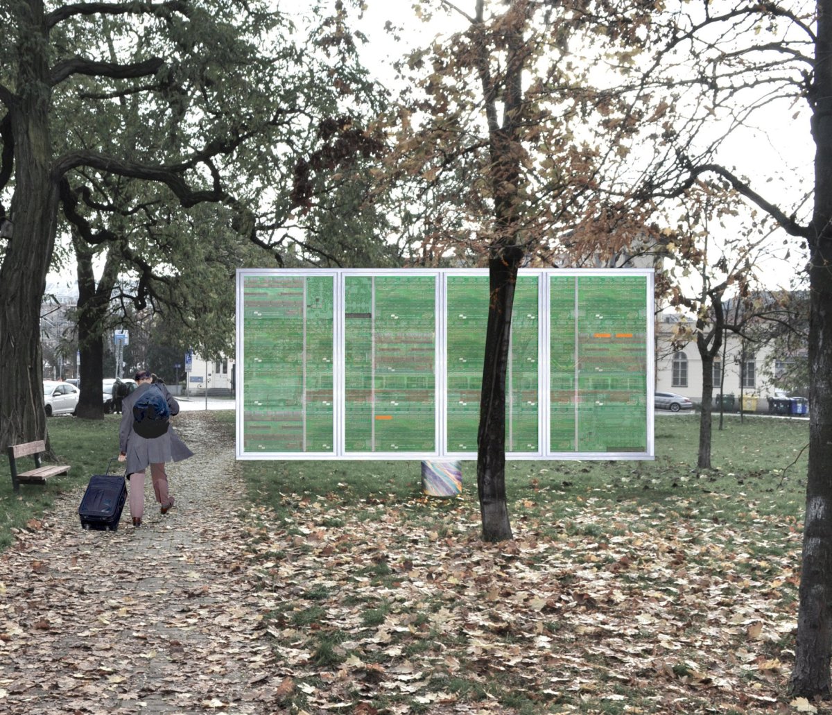 Vizualizace, koláž - Pocta Jindřicha Chalupeckého a Jiřiny Haukové, Praha (Vojtěch Tecl, Adam Šustek, Tereza Brussmannová, Savka Marenić, Jakub Rajnoch) - soutež 2020 - 1.místo