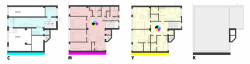 CMYK hostel, půdorysy.