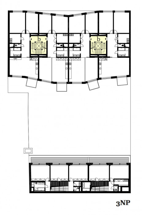 Bytový dům Sámova, Znamení čtyř - architekti, půdorys 3-6NP