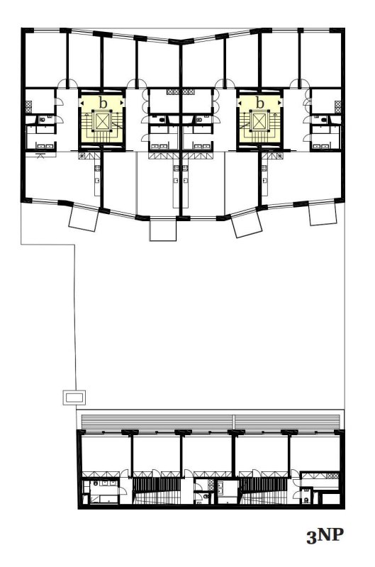 Bytový dům Sámova, Znamení čtyř - architekti, půdorys 3-6NP
