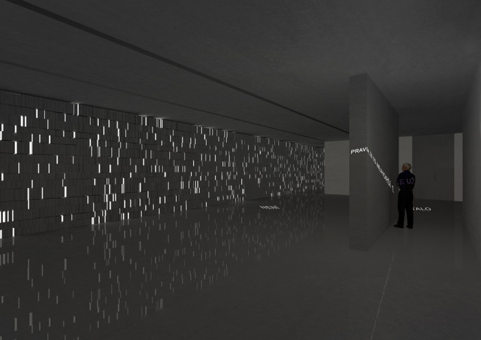 Revitalizace nádraží Bubny na Památník ticha, vizualizace interiéru 2NP, ARN Studio