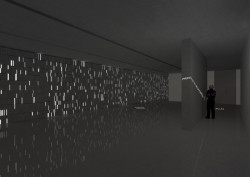 Revitalizace nádraží Bubny na Památník ticha, vizualizace interiéru 2NP, ARN Studio