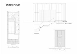 Lundgaard & Tranberg Architects, Molo Kvæsthus v Kodani, pavilon se schodištěm do garáží, výkres