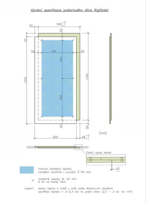 Výrobní specifikace podlahového dílce RigiStabil