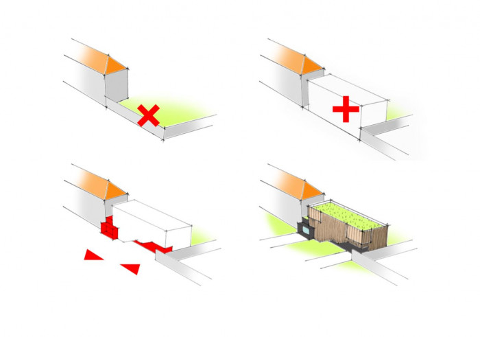 Přístavba školní družiny ZŠ Újezd v Plzni, koncept, Projectstudio8