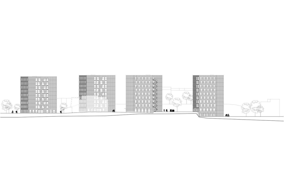 MDH Arkitekter SA, Masu planning, dřevěné věže Moholt 50|50, výkres