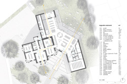 Půdorys 1.NP (Městská knihovna v Rožnově pod Radhoštěm, ČTYŘSTĚN)