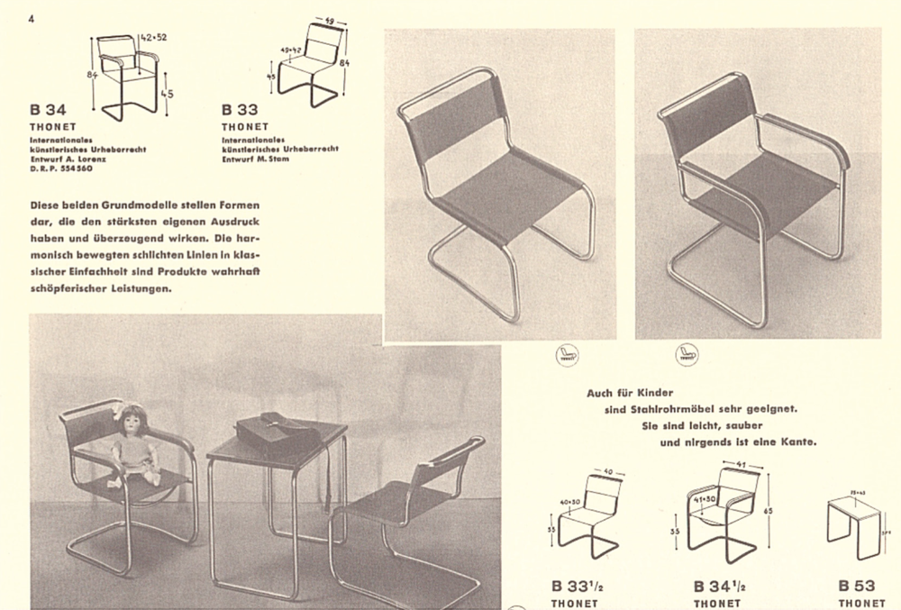 A po roce 1932 - židle Thonet jsou připisovány Martu Stamovi, potažmo Antonu Lorenzovi
