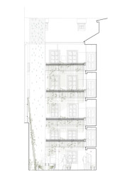 Pohled na vnitřní fasádu (Rekonstrukce měšťanský dům na Valdštejnském náměstí, Formafatal)