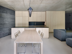 Kuchyň s vestavěným nábytkem z březové dýhy (Vila Troja, Stempel & Tesar architekti)