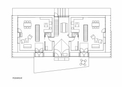 Rodinné domy s možností pronájmů Nové Městečko, půdorys podkroví, A.LT Architekti