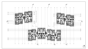Bytový dům N!DO, půdorys typického podlaží, Grido architekti