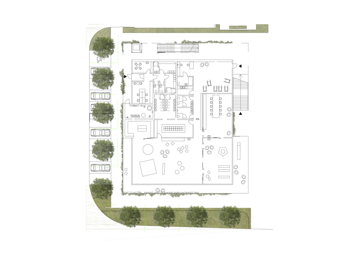 SLLA, Komunitní centrum Máj, půdorys 1. NP – foto