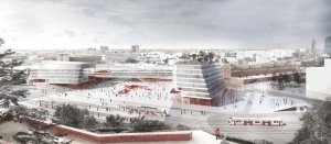 Budoucnost centra Brna: BLAU (ES), pohled na hlavní budovu nového nádraží na lokalitě pod Petrovem // finalista – foto