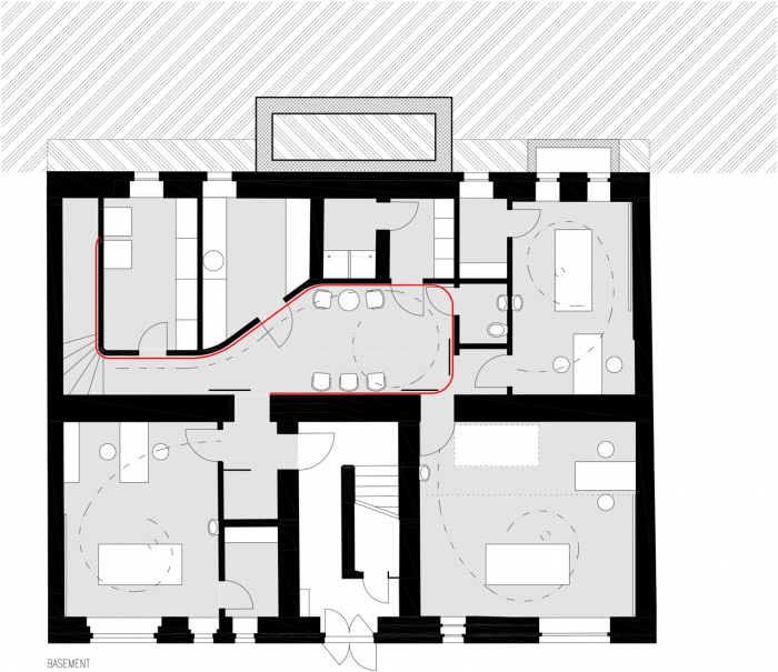 ov-a, Fyzioterapeutická klinika Hometherapy, půdorys 1. PP - foto