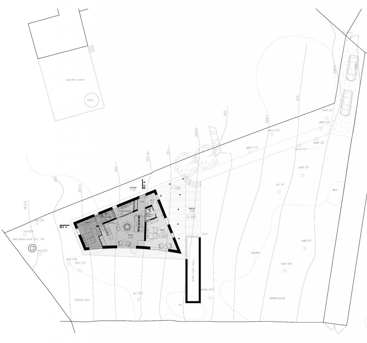 Letní dům u Štěchovic, Znamení čtyř - architekti, situace