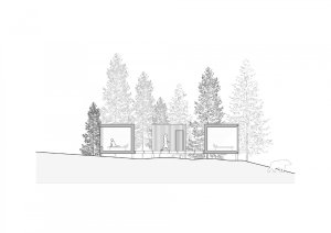 Sheltre pre hotel Bjornson, Ark-shelter / Michiel De Backer, Viktor Mikovčák, Martin Mikovčák, řez spar