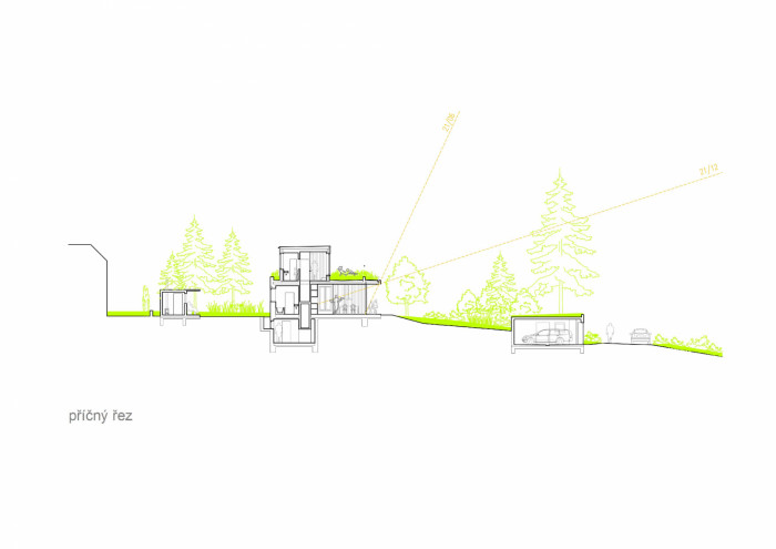 Vila ve staré zahradě, kaa-studio / Kamila Holubcová, Antonín Holubec, příčný řez