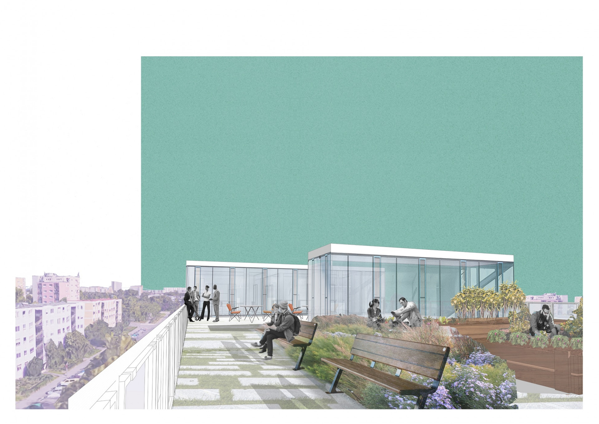 Hradební okruh Prachatic - 3. místo, Sára Roeselová. Zdroj: Fakulta architektury ČVUT