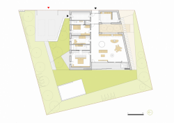 Mio architects, Bungalov Dobříš, půdorys 1. NP – foto