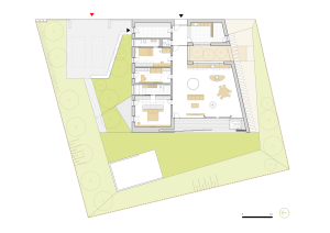 Mio architects, Bungalov Dobříš, půdorys 1. NP – foto
