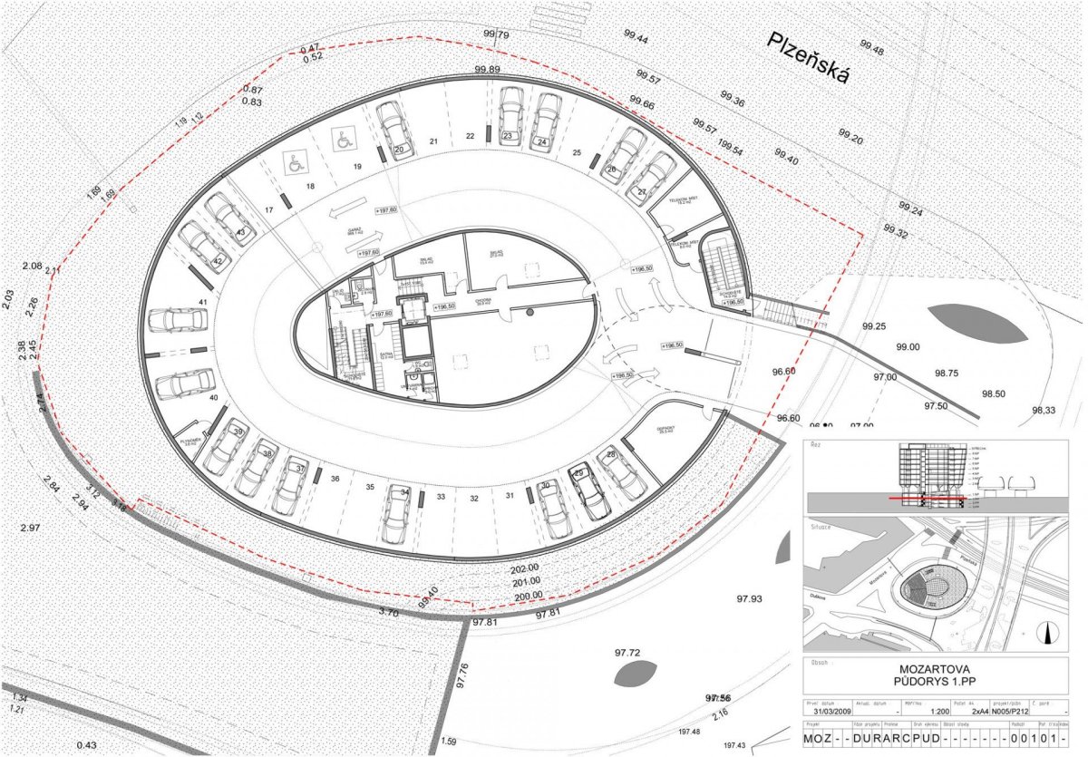 Administrativní budova Green Point, AHK Architeti. PŮDORYS 1.P.P.