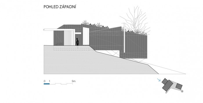 Víkendový dům nad lomem, BLOK architekti, západní pohled