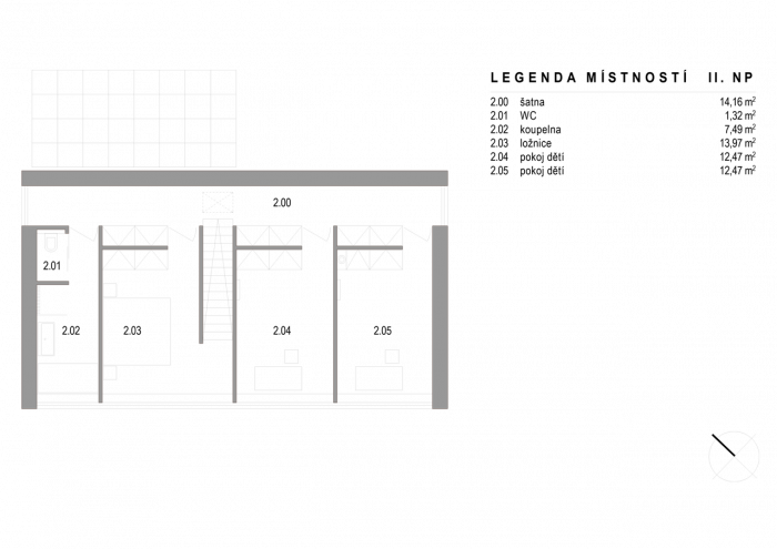 Atelier 38, Dům „jednička“, půdorys 2. NP – foto