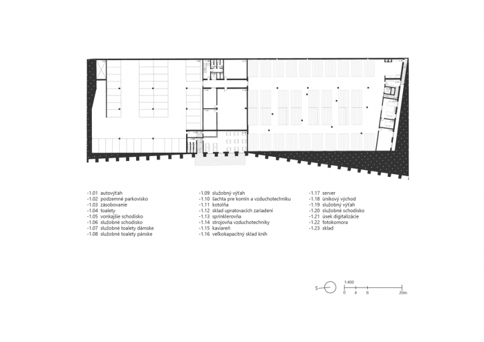 Patrik Kovaľ, Štátna vedecká knižnica v Prešove, půdorys 1. PP – foto