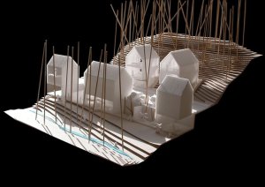 Paleko Arch Studija, PLAZMA Architecture Studio, dřevěné domky Rasu u Vilniusu, model